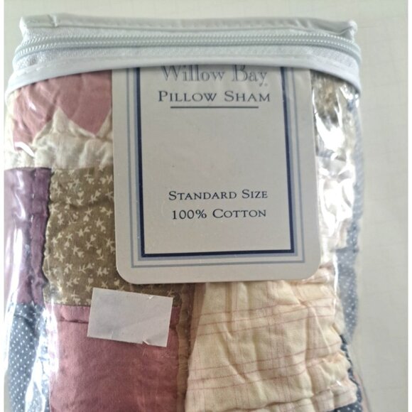 Vintage NEW Willow Bay Quilted Pillow Sham Floral Patchwork Cotton Farmhouse - Picture 5 of 5